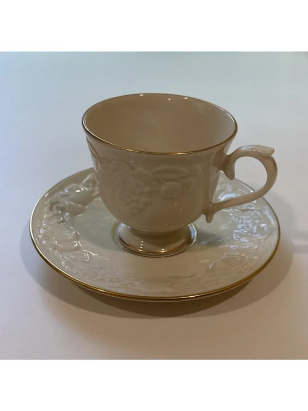 Lenox USA - Fruits of Life - Cup and Saucer Tea Coffee Set Gold Rim Beautiful